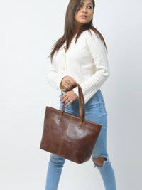 The Kim Tote Bag- Dark Brown