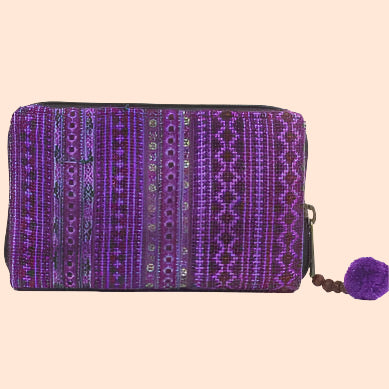 Diamond Upcycled Hmong Textile Cross-stitch Wallet - Thailand