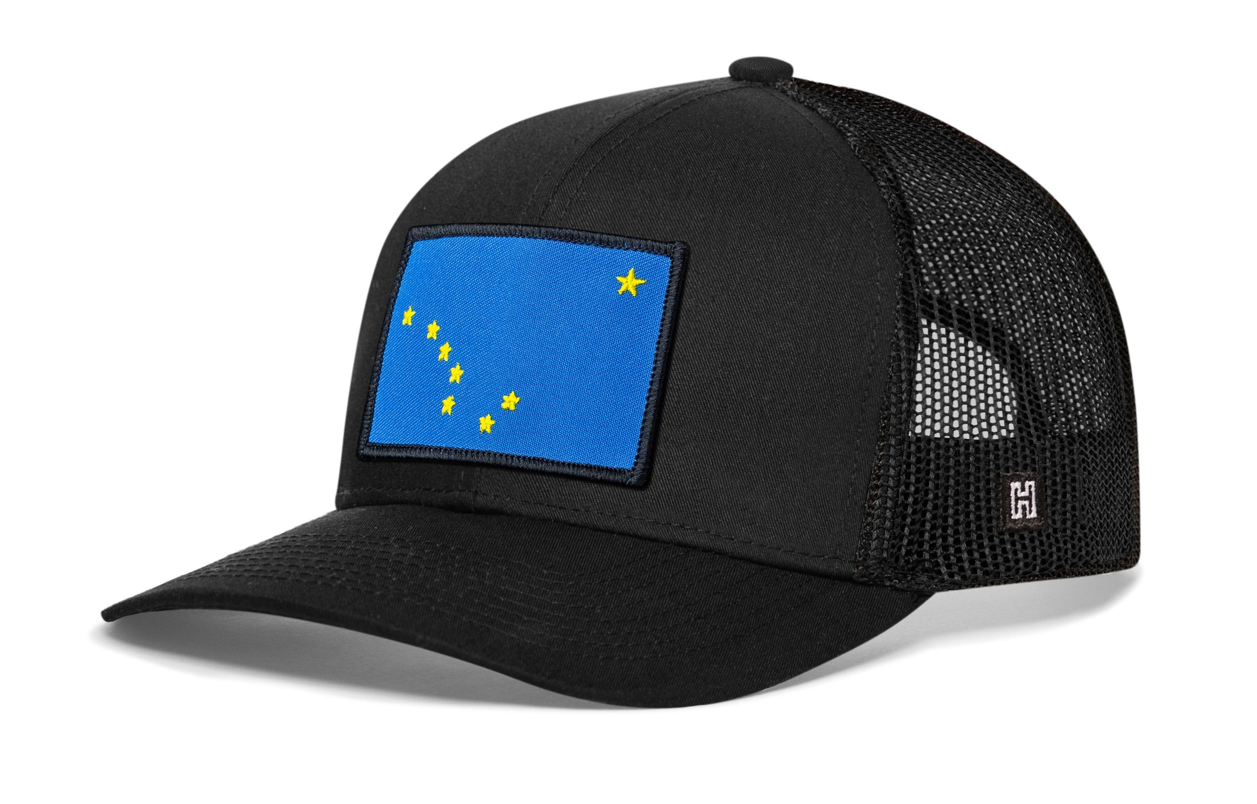 Alaska Flag Trucker Hat  |  Black Alaska Flag Snapback
