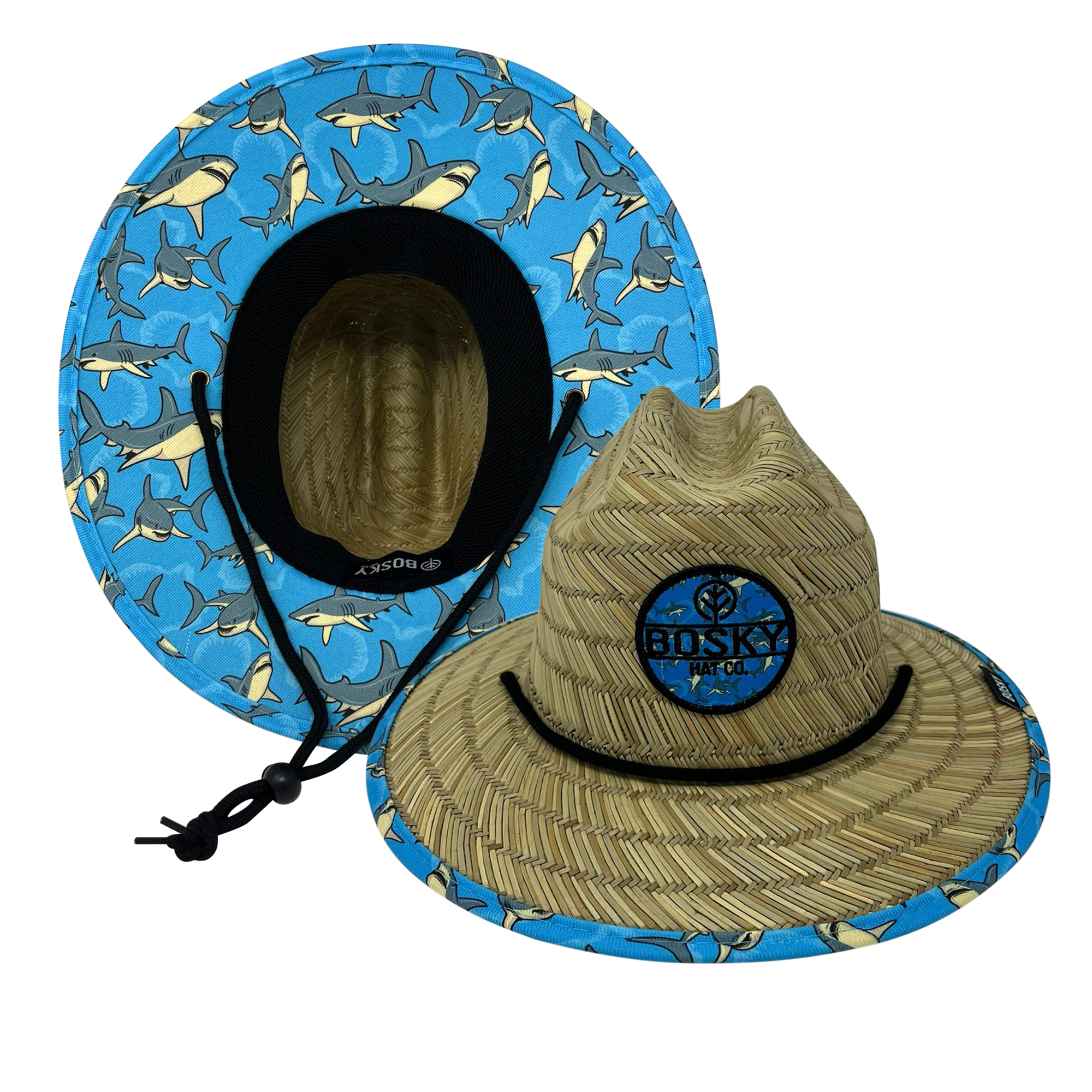 Kids Great White Shark Attack Straw Lifeguard Hat