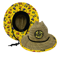 Kids Construction Hardhat Yellow Straw Lifeguard Hat