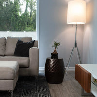 Braga Metal Stool Table Container in Antique Bronze Finish