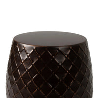 Braga Metal Stool Table Container in Antique Bronze Finish