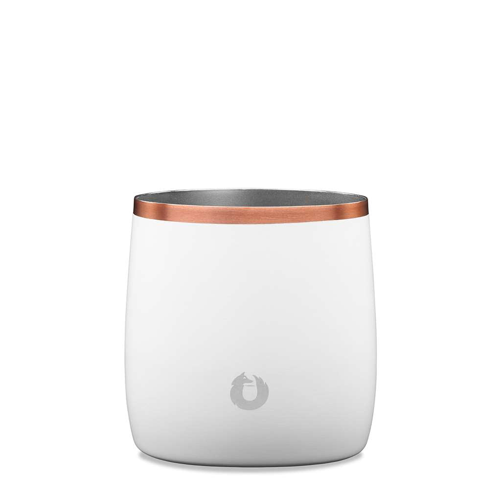 Stainless Steel Rocks Glass with Lid, White