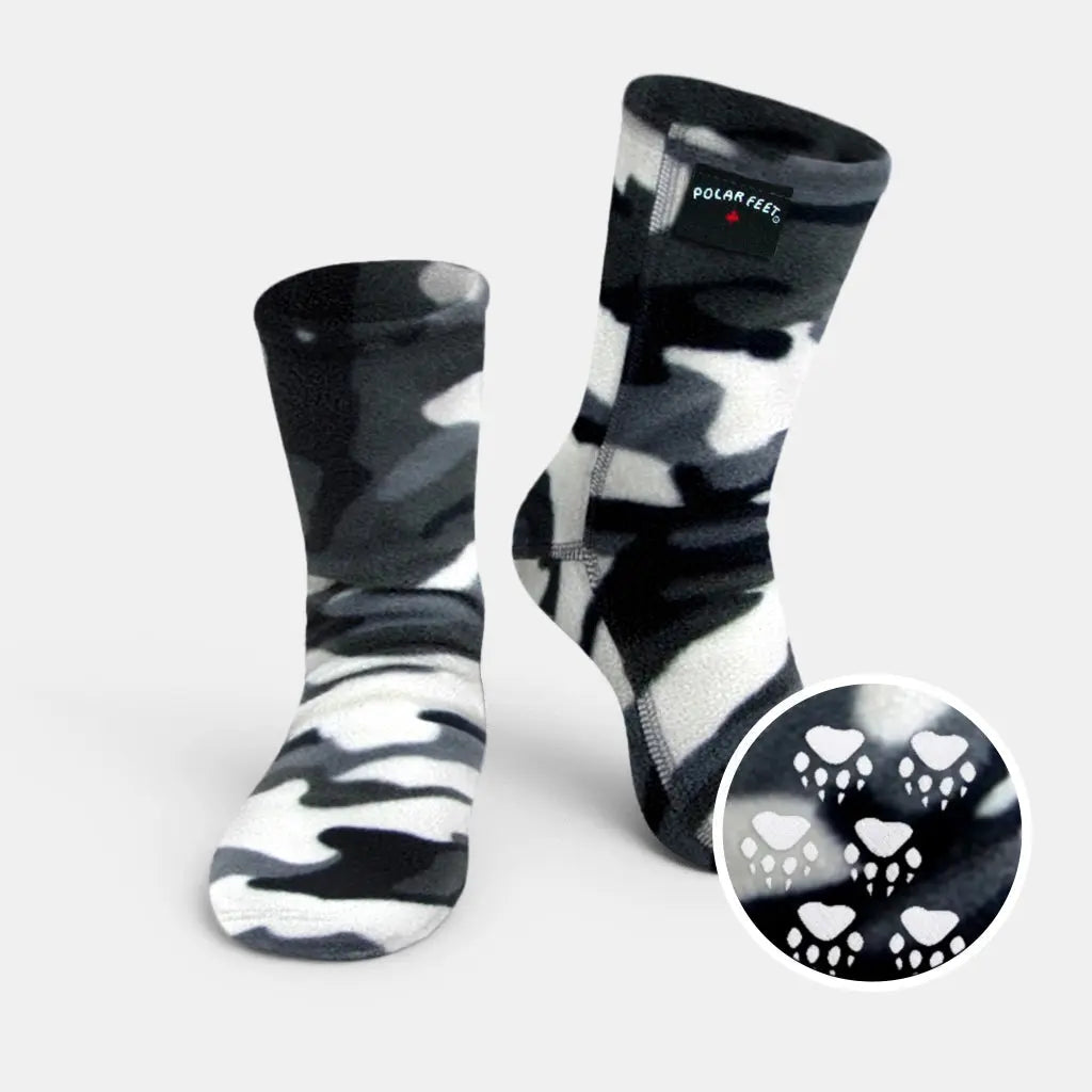 Kids' Nonskid Fleece Socks - Snow Camo