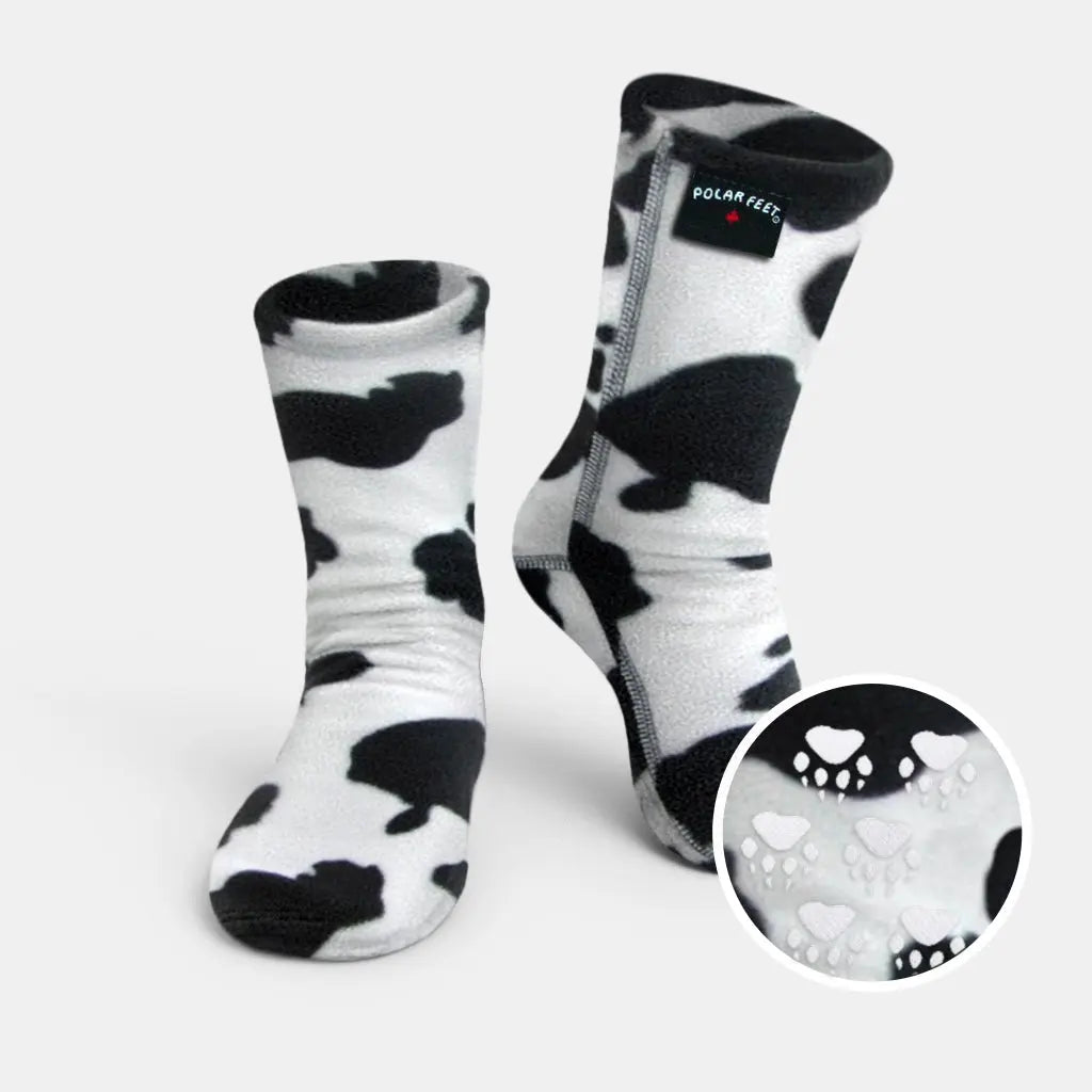 Kids' Nonskid Fleece Socks - Cow