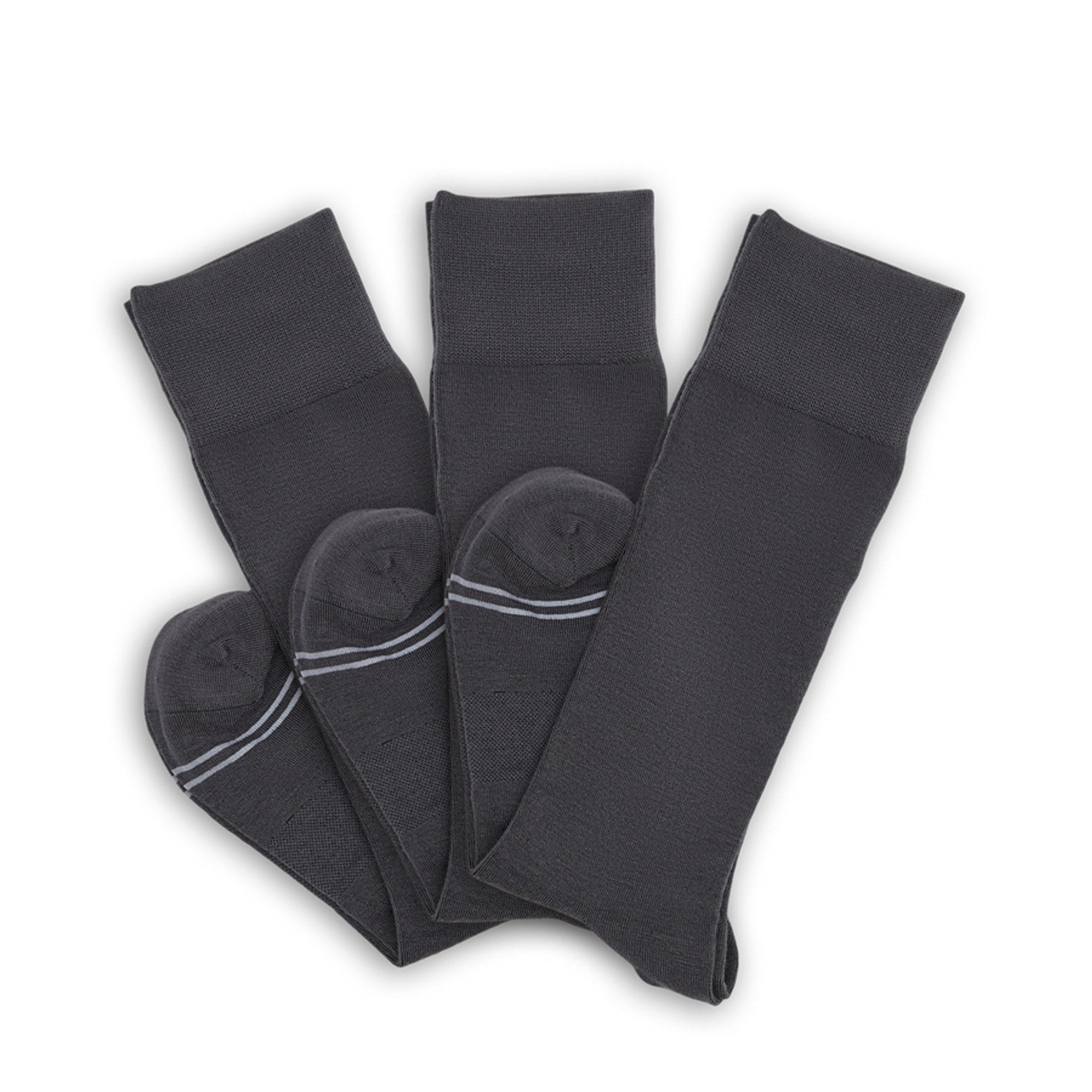 Asher 3-Pack - Charcoal Dress Socks