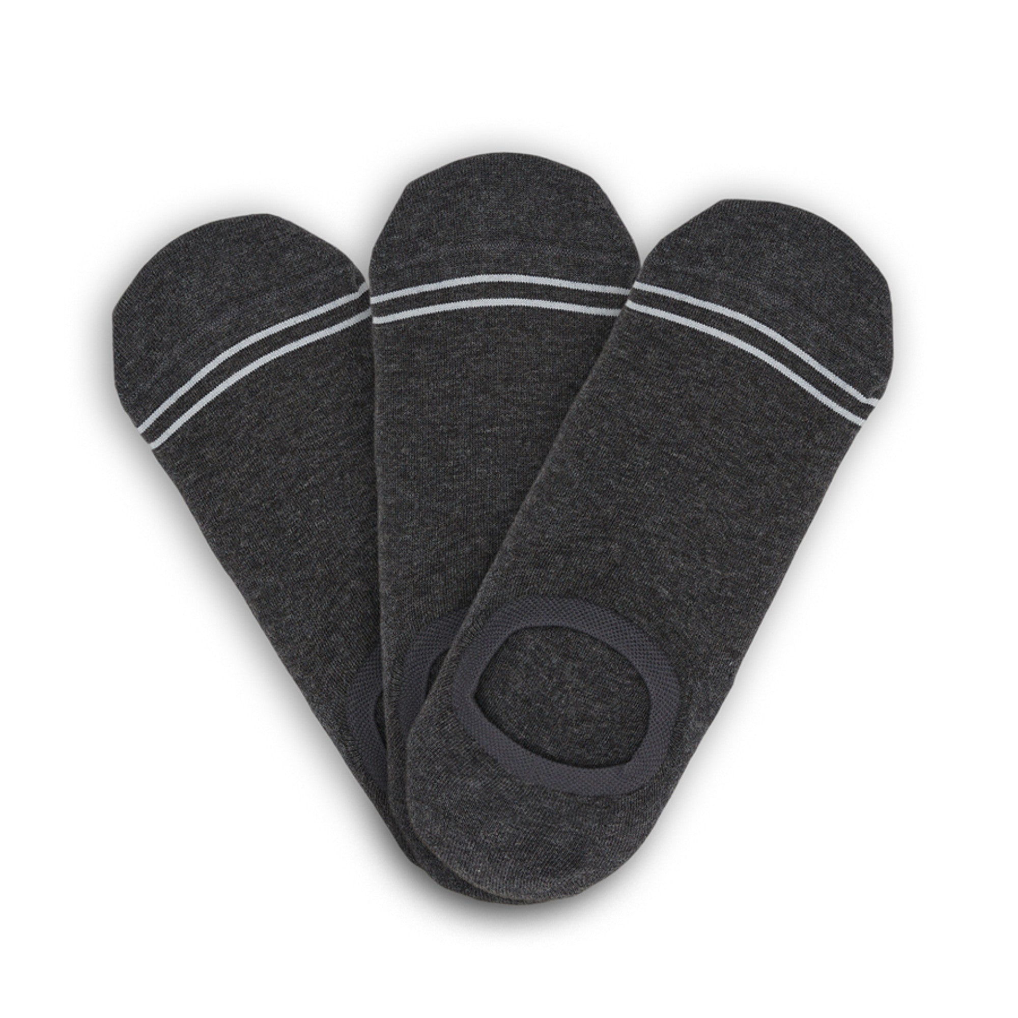 Charcoal Cotton No Show - 3 Pack