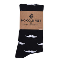 Black with White Mustache Socks