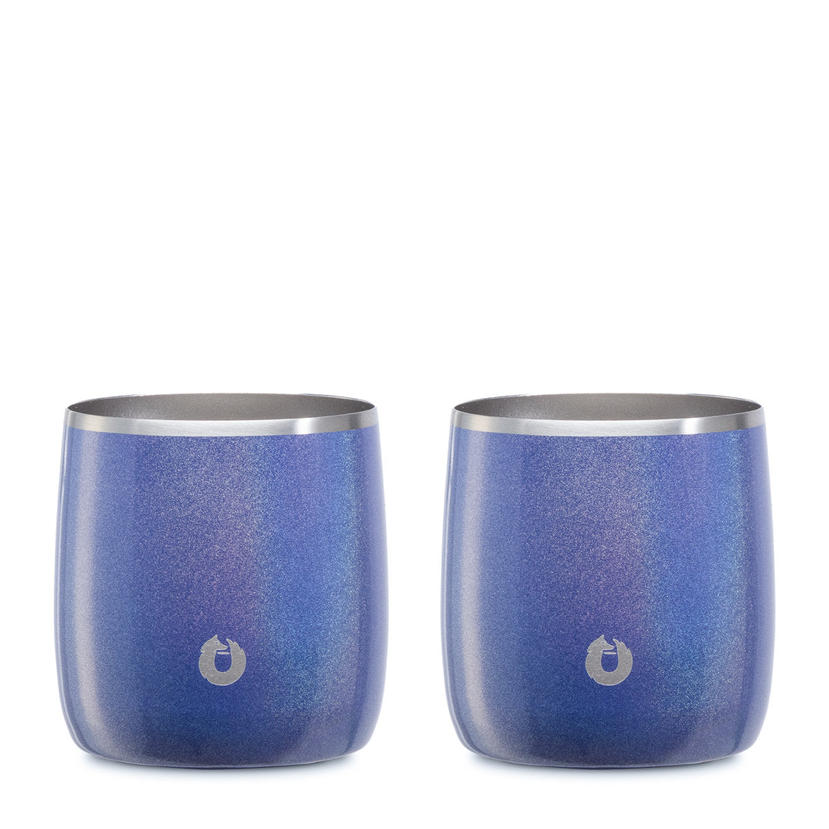 Stainless Steel Rocks Glass, Set of 2 - Shimmer Blue