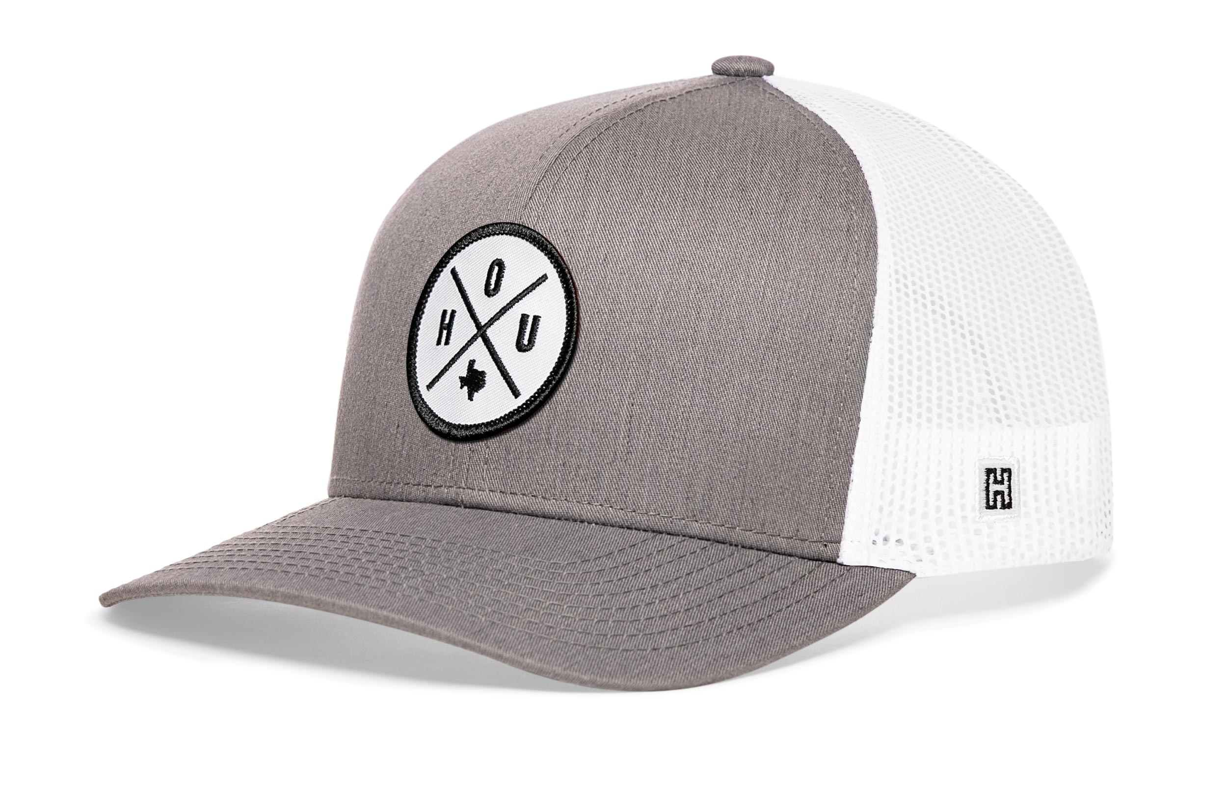 Houston Trucker Hat  |  Gray-White HOU X Snapback