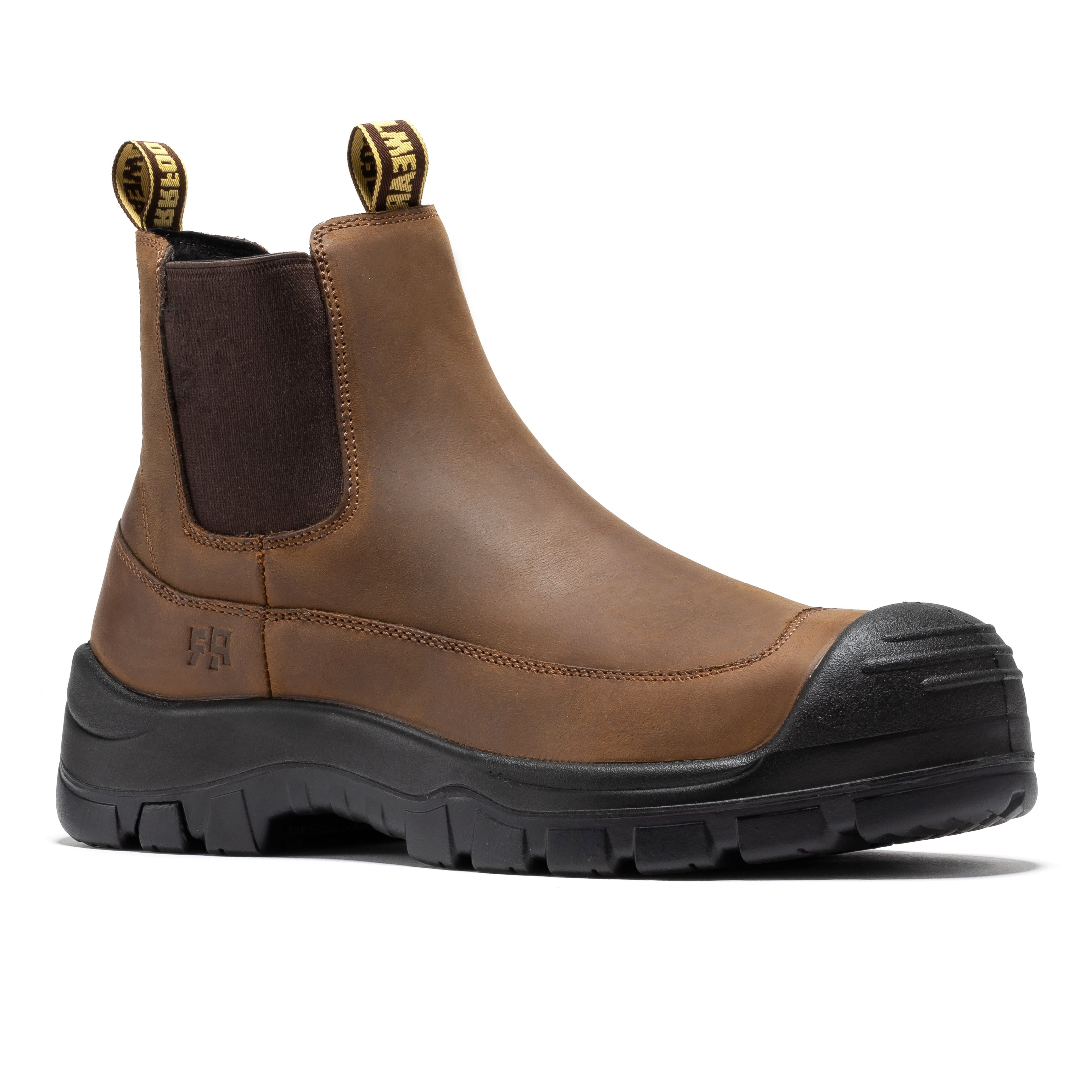 ROCKROOSTER Woodland Brown 6 inch Composite Toe Pull-on Leather Work Boots AK664