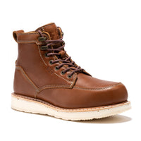 ROCKROOSTER Edgewood Men's 6 Inch Black Steel Toe Wedge Work Boots SAP610BK