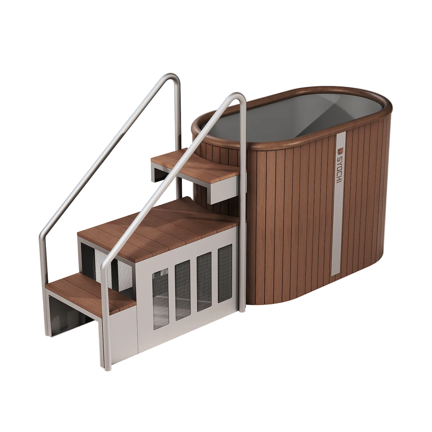 Luxury Oval Ice Bath with Integrated Steps & Chiller