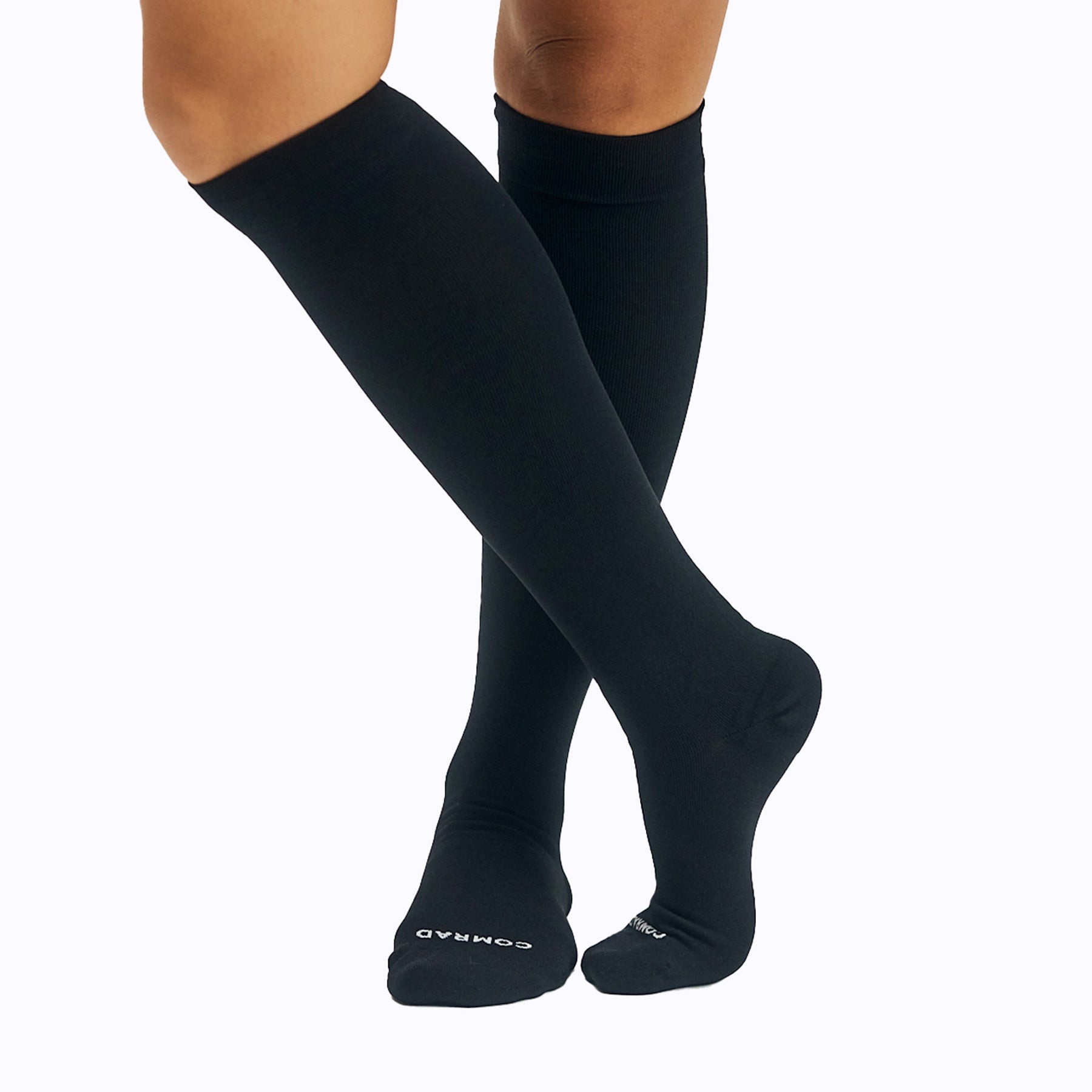 Knee-High Compression Socks – Solid Black (20-30 mmHg)