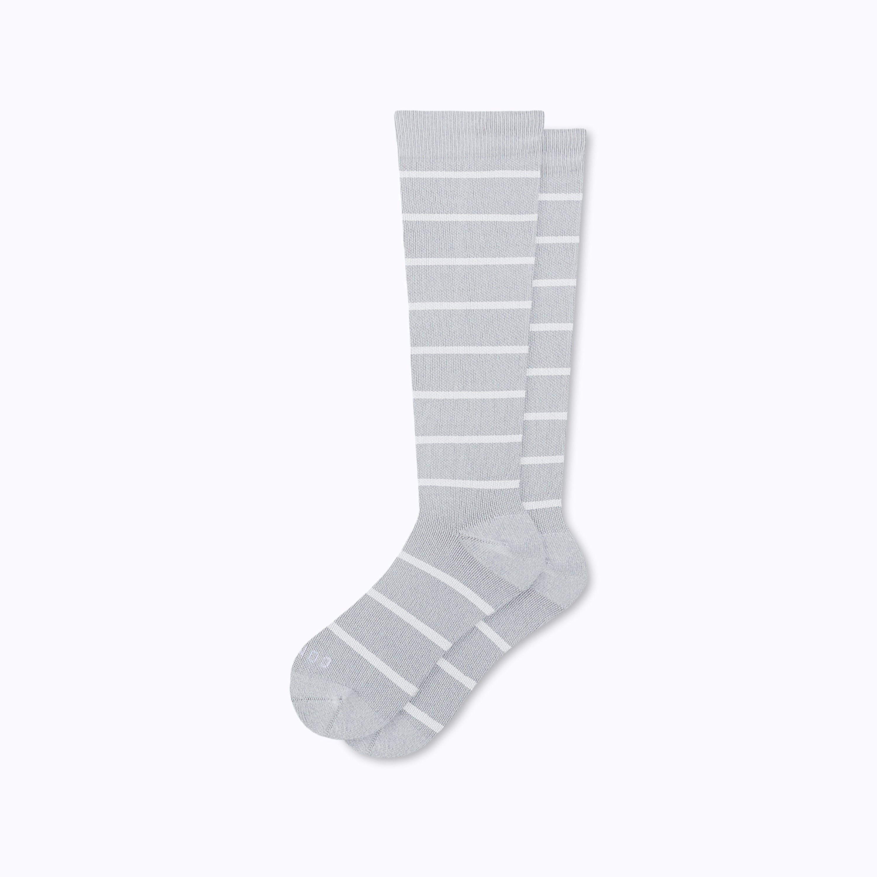 Knee-High Compression Socks – Stripes Heather/White