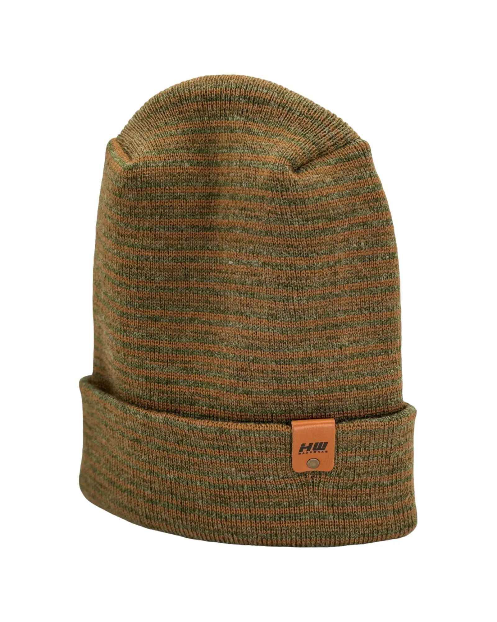 Haakwear H-Stitch Trending Men’s Beanie – Modern Cuffed Beanie | Brown & Green Contrast | Made in USA