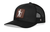 Hiking Trucker Hat  |  Black Campground Trail Signs Snapback