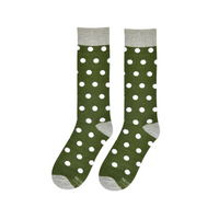Olive Green with White Polka Dot Socks