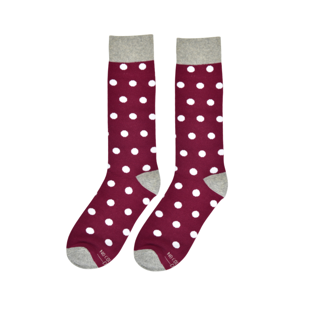 Sangria with White Polka Dot Socks