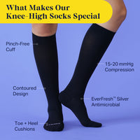 Knee-High Compression Socks – Solid Black