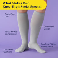 Knee-High Compression Socks – Solid Grey