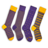 Purple / Gold Dress Socks 4 Pack
