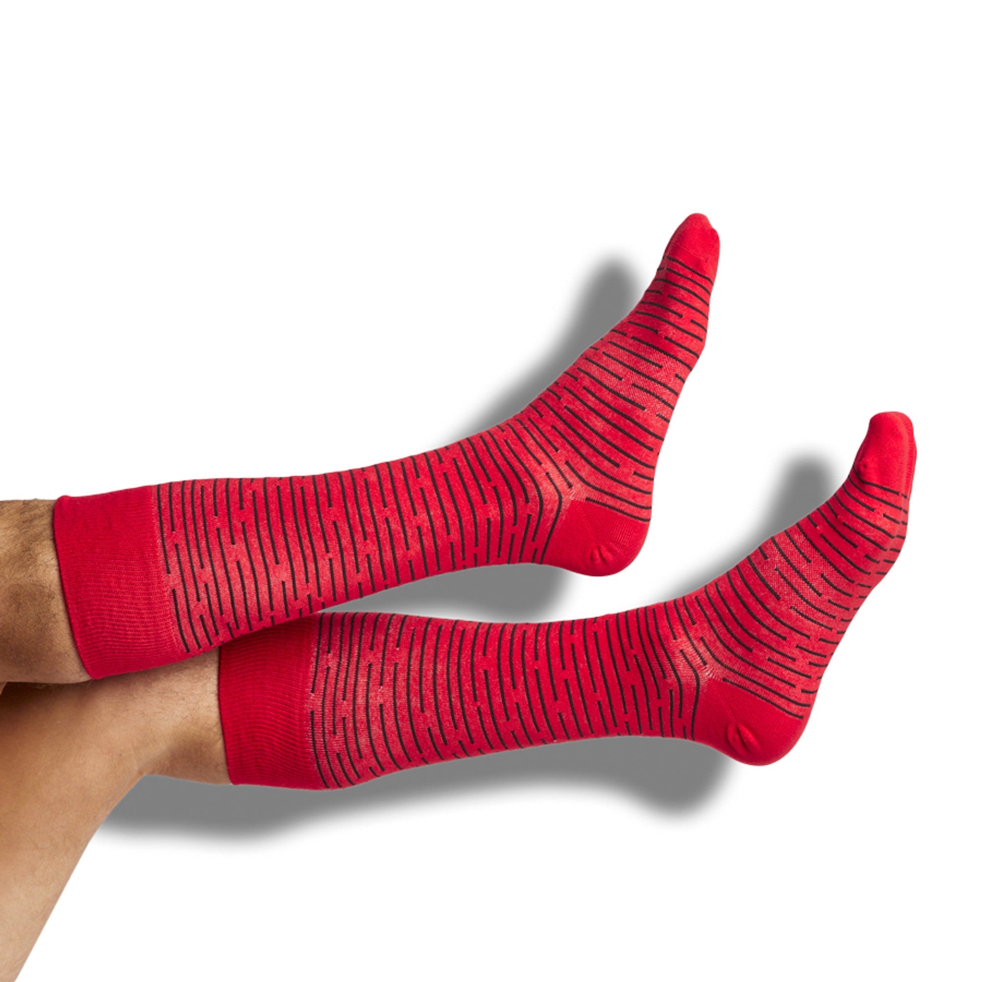 Red / Black Broken Stripe Dress Socks