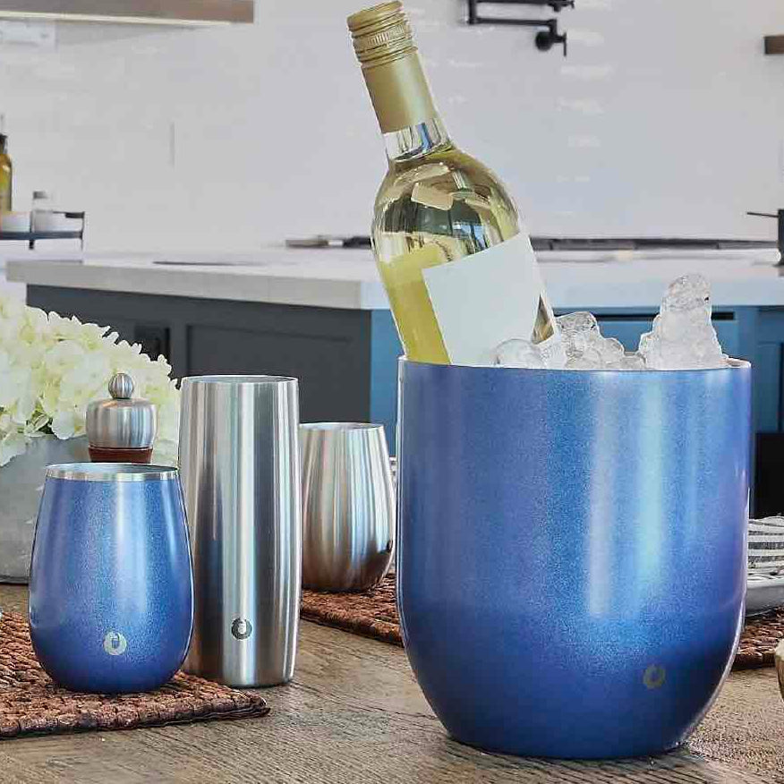 Stainless Steel Highball Cocktail Glass Set, Set of 2 - Steel