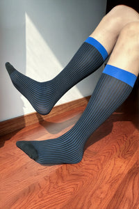 Men’s Mid-Calf Dress Socks - Minimalist Striped Nylon