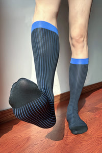 Men’s Mid-Calf Dress Socks - Minimalist Striped Nylon