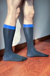 Men’s Mid-Calf Dress Socks - Minimalist Striped Nylon