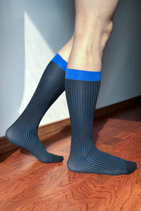 Men’s Mid-Calf Dress Socks - Minimalist Striped Nylon