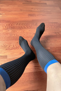 Men’s Mid-Calf Dress Socks - Minimalist Striped Nylon