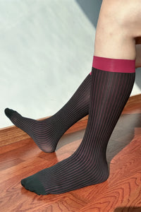 Men’s Mid-Calf Dress Socks - Minimalist Striped Nylon