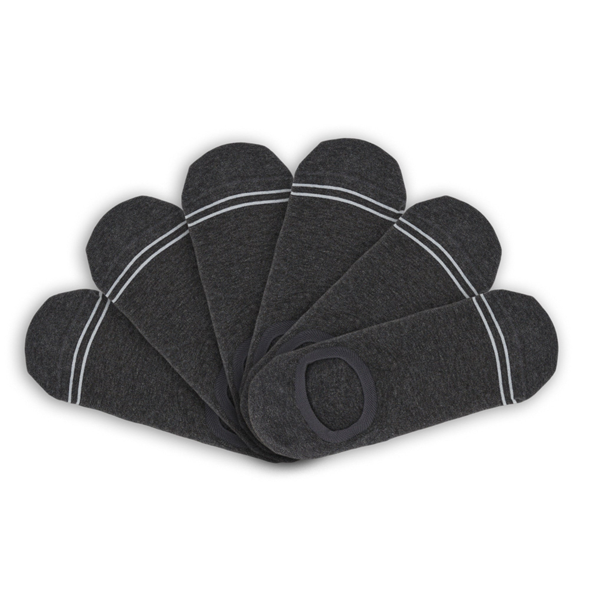 Charcoal Cotton No Show - 6 Pack