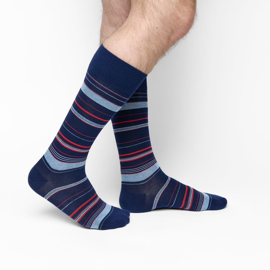 Navy Multi Stripe Dress Socks