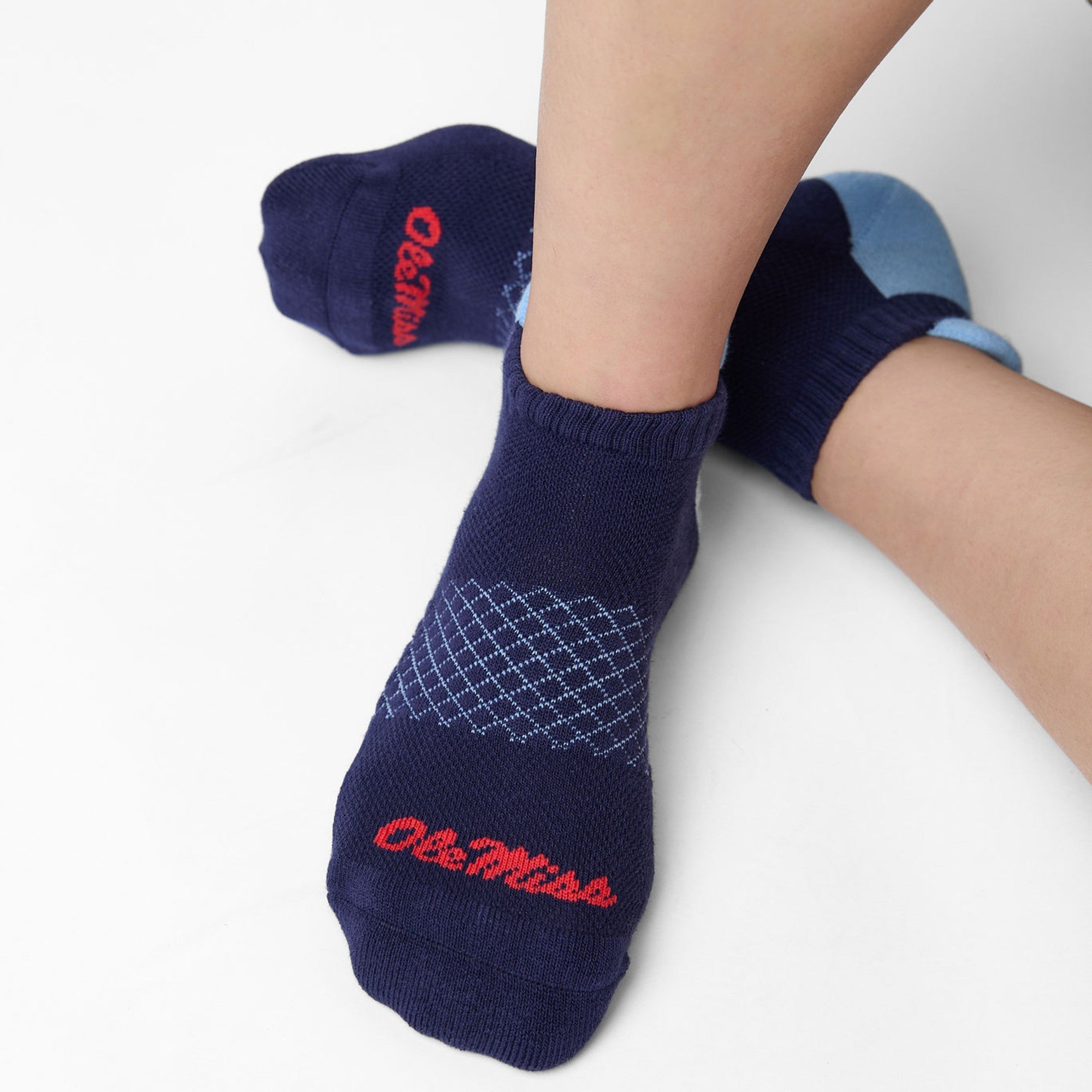 Navy/Powder ' Ole Miss ' Ankle Socks