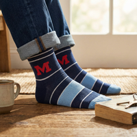 Navy Powder Stripe M Dress Socks