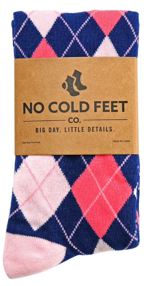 Navy and Pink Argyle Socks