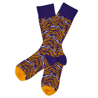 Purple and Gold Tiger Stripe Dress Socks