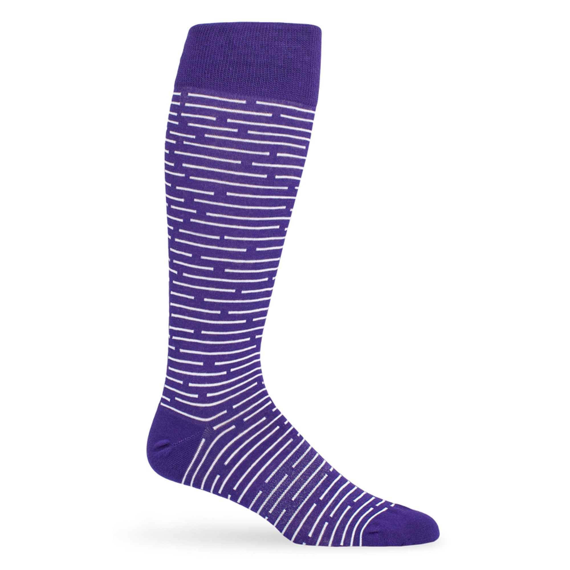Purple / White Broken Stripe Dress Socks