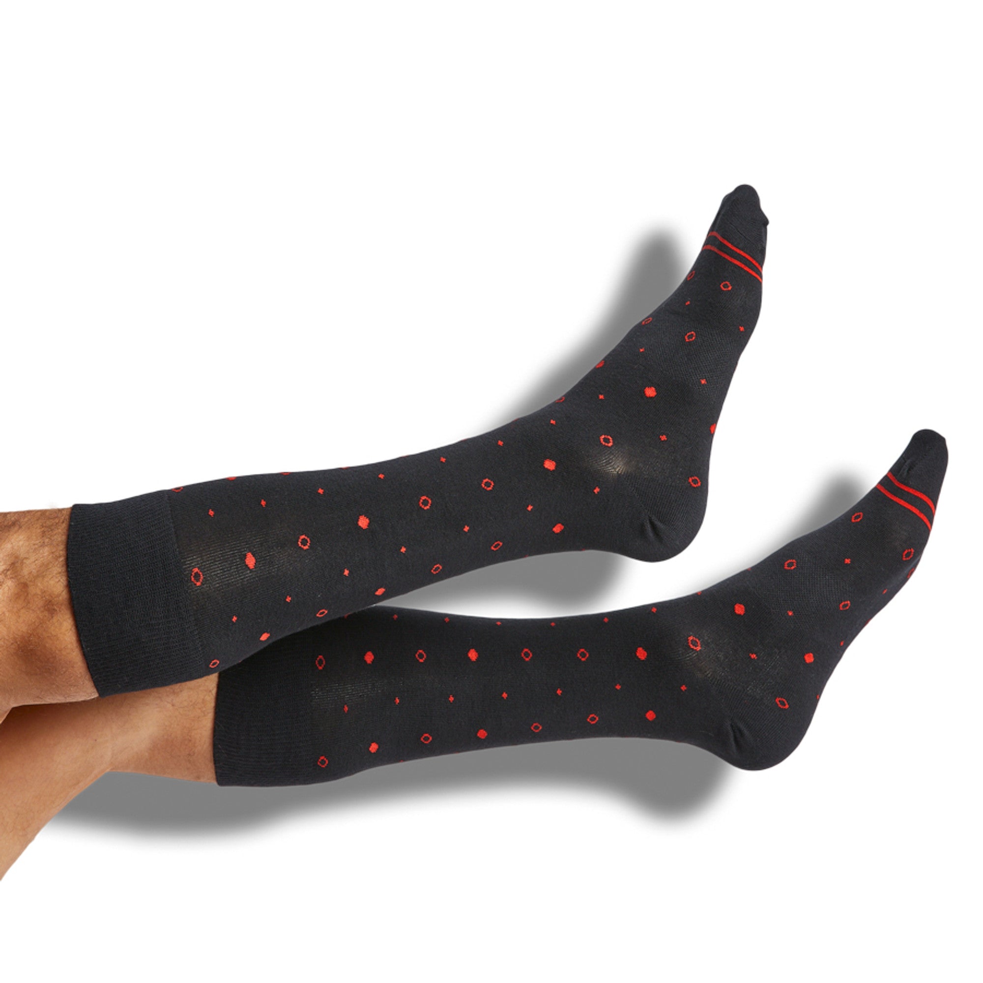 Red / Black Mixed Dot Dress Socks